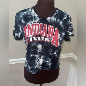 Indiana University Cropped Tie Dye‎ T Shirt Womens Sz Small